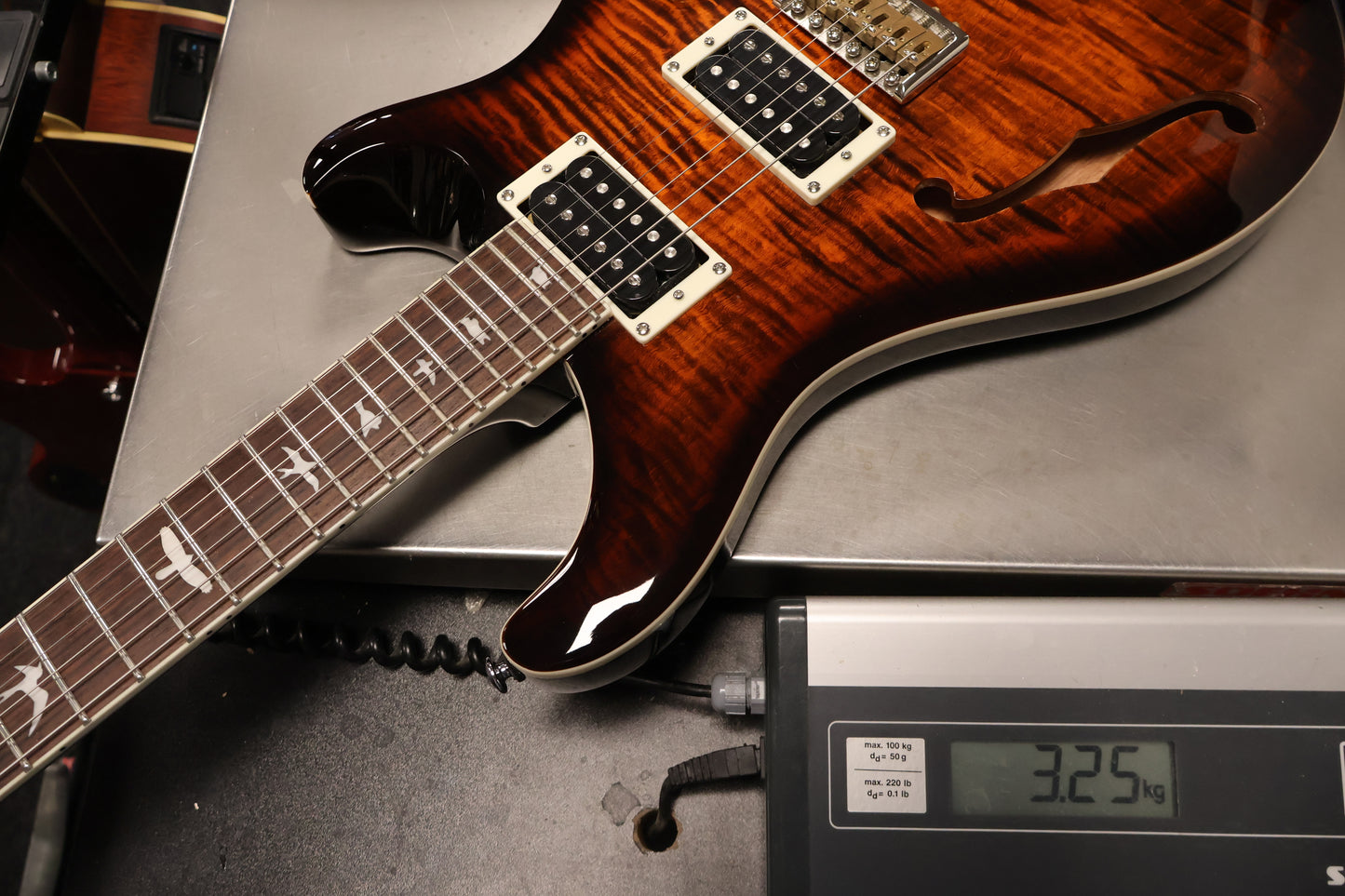 PRS SE Custom 24 Semi-Hollow Piezo, Orange Tiger Smokeburst (Used)