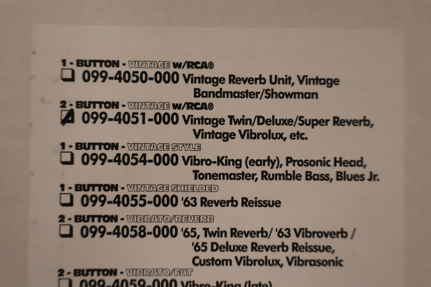 Fender 2-Button Vintage-Style Footswitch: with RCA Jacks