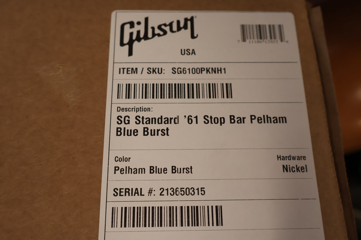 Gibson SG Standard '61 Stop Bar Pelham Blue Burst