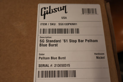 Gibson SG Standard '61 Stop Bar Pelham Blue Burst