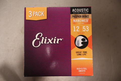 Elixir 3 Pack 11052 12-53 Light Phosphor Bronze