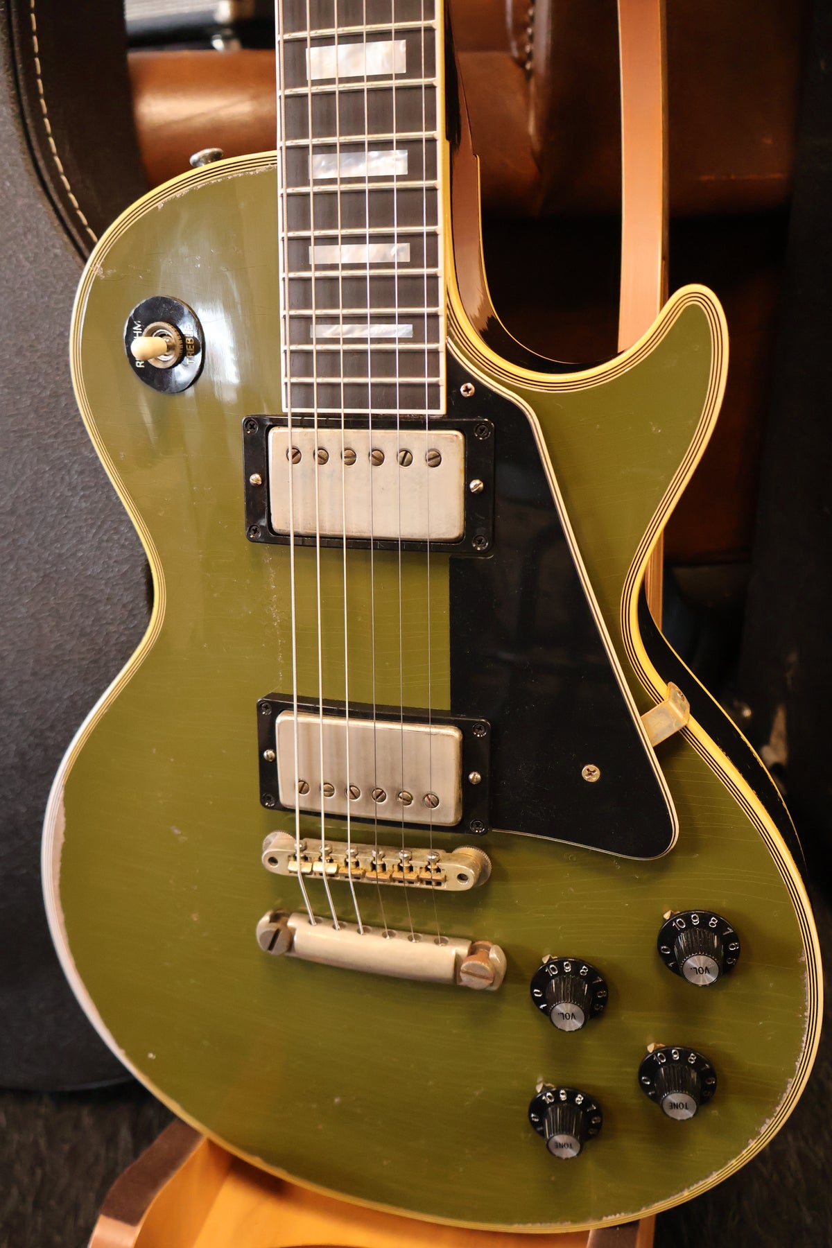 Gibson 68 Les Paul Custom Olive Drab Top Ebony Back Heavy Aged NH