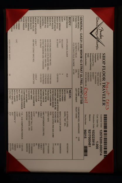 Fender Stratocaster 63 Ult-Relic AVWT/3TSB Kyle Mcmillin 2023