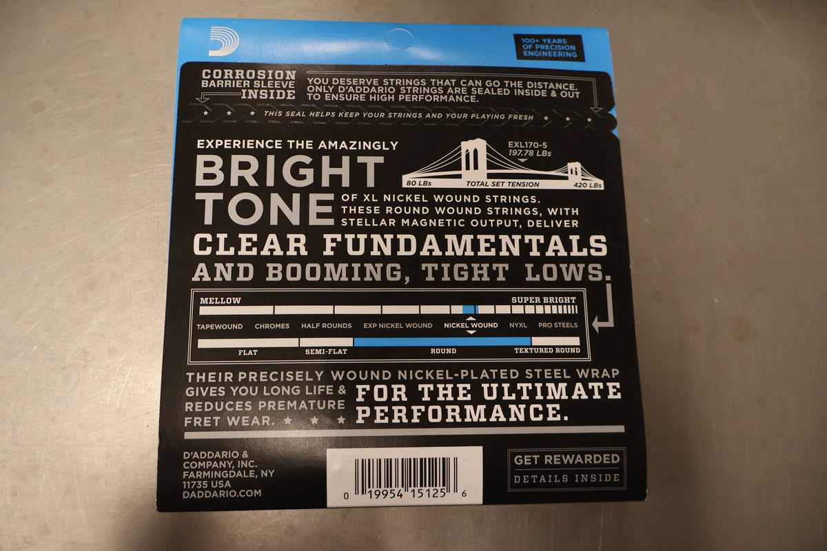 D'addario EXL170-5 Regular Light Guage Bass 5 Strings
