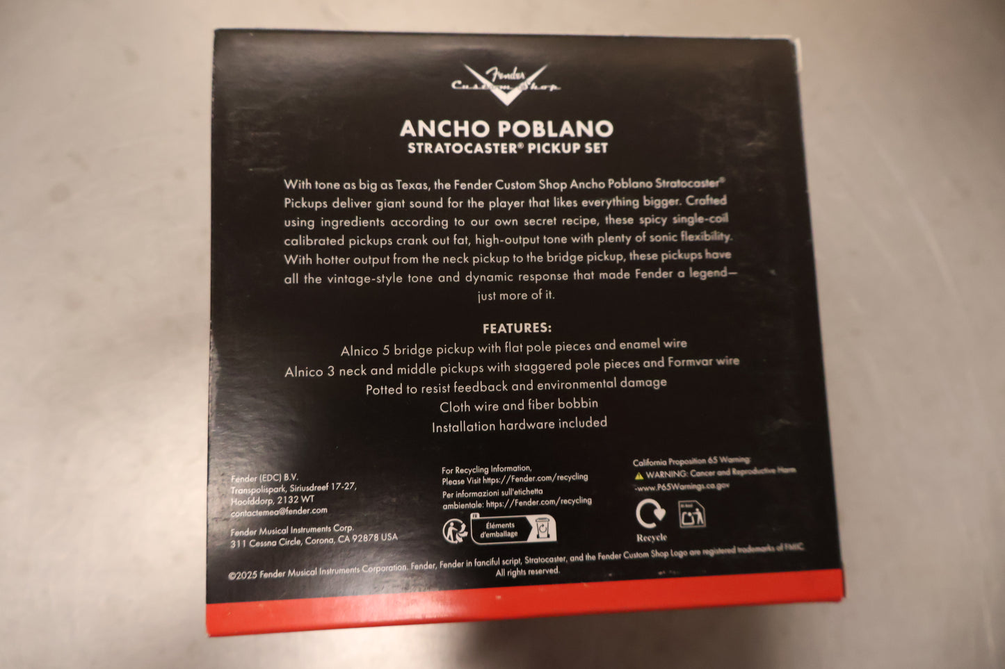 Fender Custom Shop Ancho Poblano Stratocaster Pickups, Set of 3