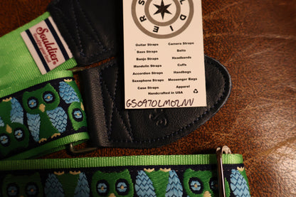 Souldier GS0970 - Owl Green on Light Green Guitar Strap