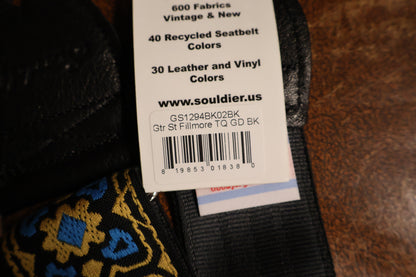 Souldier GS1294 - Fillmore Turquoise Gold Black Guitar Strap