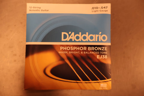 D'addario EJ38 Phosphor Bronze 12 String Light Gauge