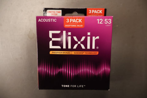 Elixir 3 Pack 11052 12-53 Light Phosphor Bronze