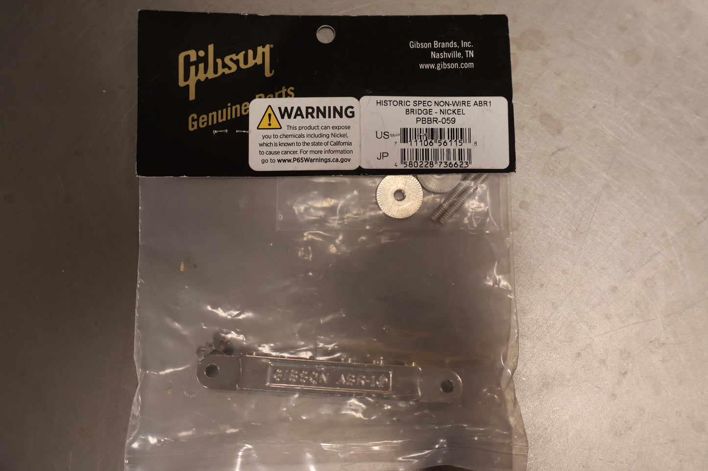 Gibson PBBR-059 Historic Spec Non-wire ABR-1 Bridge (Nickel)