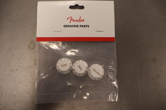 Fender Stratocaster Knobs, White (Volume, Tone, Tone) (3)