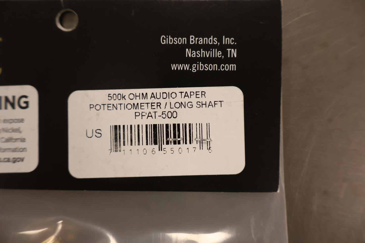Gibson PPAT-500 Long Shaft 500k Ohm Audio Potentionmeter