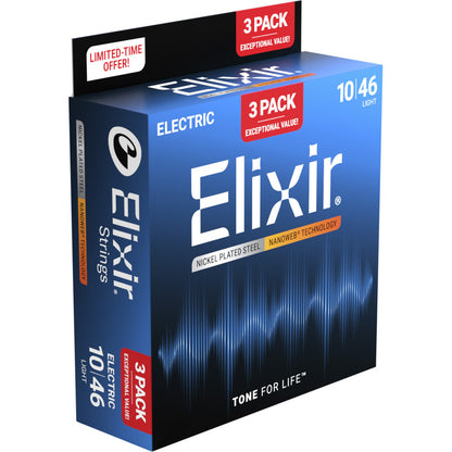 Elixir 16567 Value 3 Pack 10-46 Light Nickel Plated