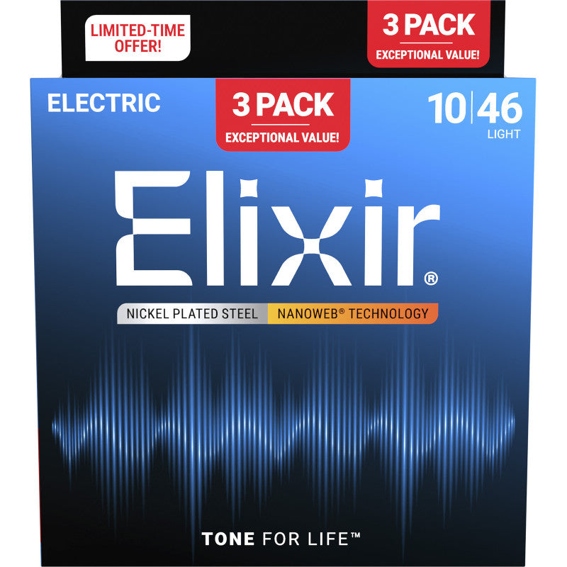 Elixir 16567 Value 3 Pack 10-46 Light Nickel Plated