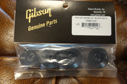 Gibson PRMK-020 Top Hat Knobs w/ Gold Metal Insert (Black) (4 pcs.)