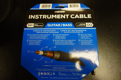 Boss BIC-15 15FT 4,5 m Instrument Cable Straight/Straight Jack