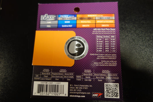 Elixir Acoustic 80/20 Bronze Strings with NANOWEB 11-52