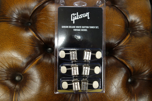 Gibson PMMH-060 Deluxe White Button Tuner Set, Vintage Nickel