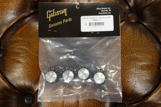 Gibson PRMK-010 Top Hat Knobs w/ Silver Metal Insert (Black) (4 pcs.)