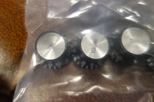 Gibson PRMK-010 Top Hat Knobs w/ Silver Metal Insert (Black) (4 pcs.)