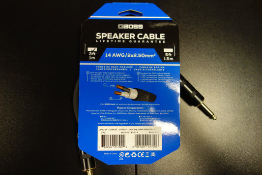 Boss BSC-3 Speaker Cable 1 meter Straight/Straight 1/4 Jack