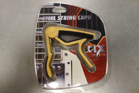 CLX Steel String Capo Light Wood