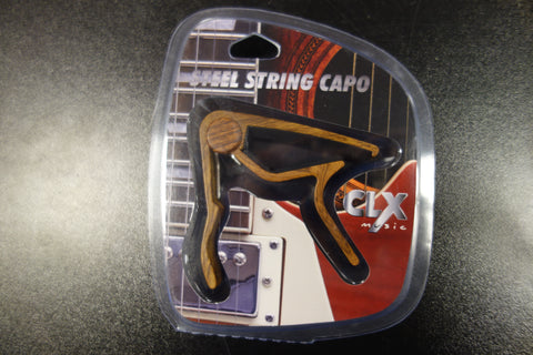 CLX Steel String Capo Dark Wood colour