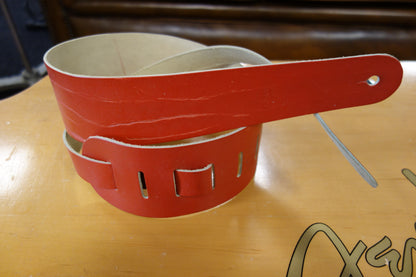 Liam's Adjustable Leather Bass Guitar Strap (extra wide - 8cm) Red