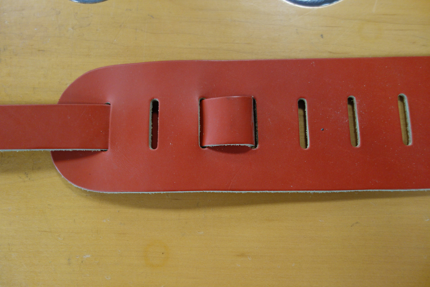 Liam's Adjustable Leather Bass Guitar Strap (extra wide - 8cm) Red