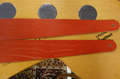 Liam's Adjustable Leather Bass Guitar Strap (extra wide - 8cm) Red