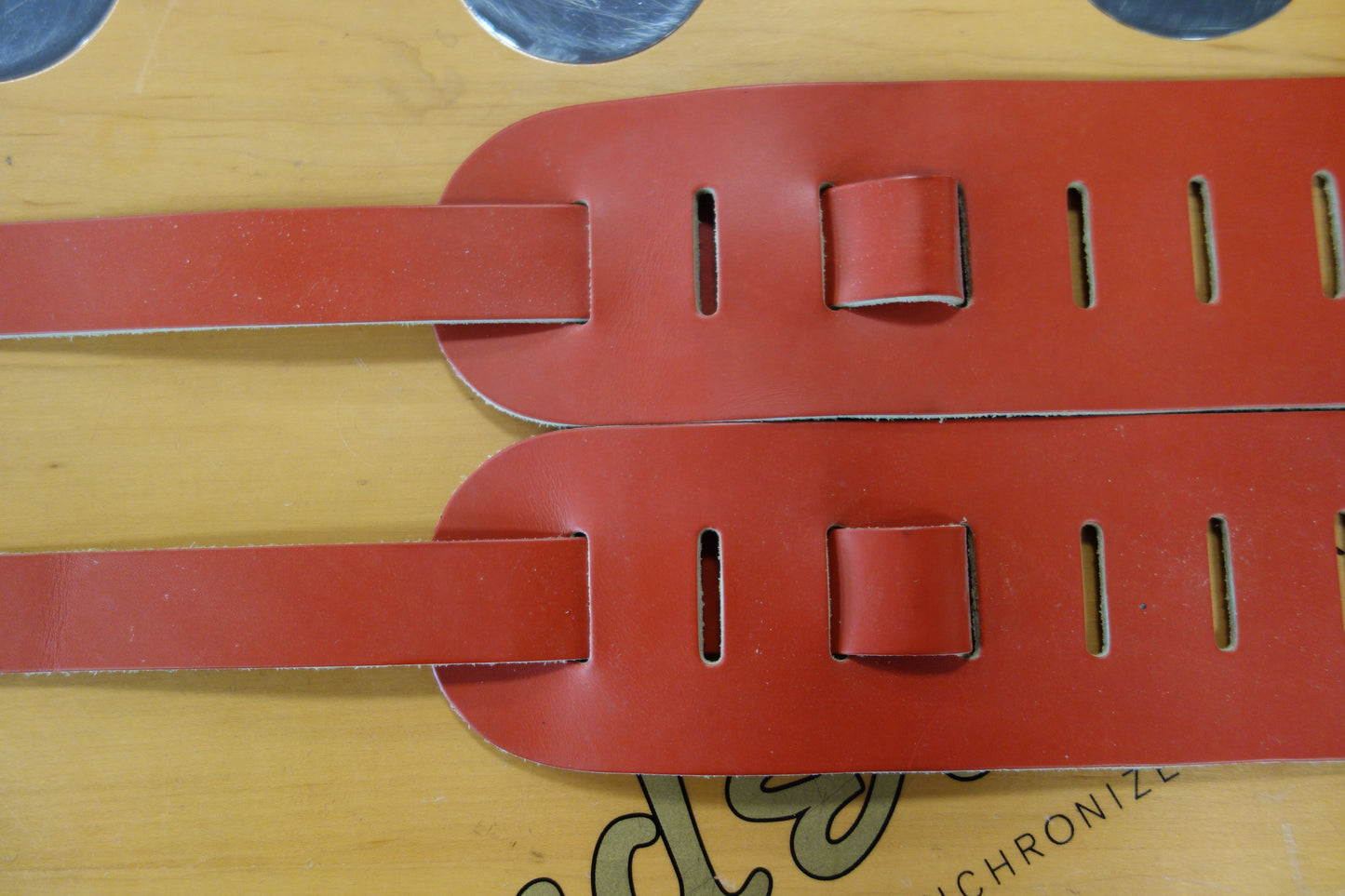 Liam's Adjustable Leather Bass Guitar Strap (extra wide - 8cm) Red