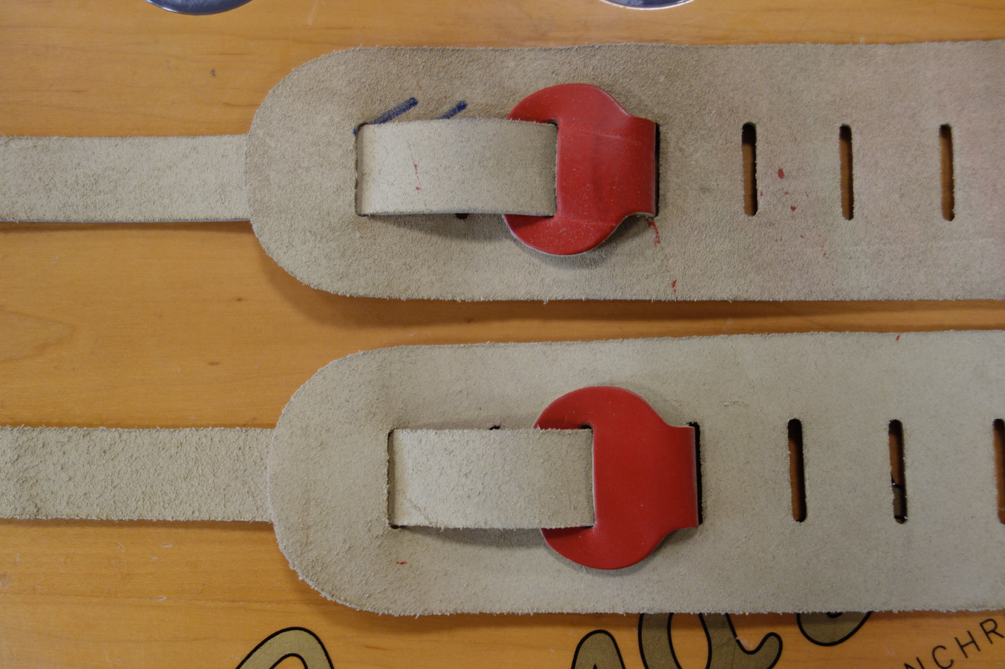 Liam's Adjustable Leather Bass Guitar Strap (extra wide - 8cm) Red