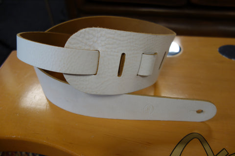 Liam's Adjustable Leather Bass Guitar Strap (extra wide - 8cm) White