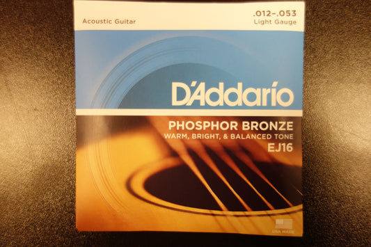 D'addario EJ-16 Phosphor Bronze 12-53 Light Gauge