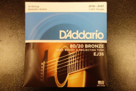D'addario EJ36 Bronze 12 String Acoustic 10-47