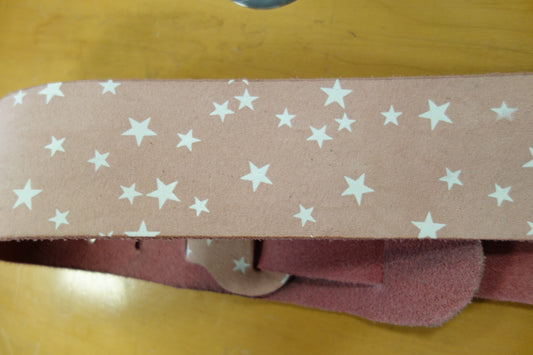 Liam's Standard Leather guitar strap Pink Stars
