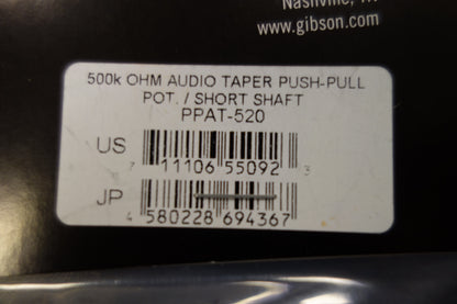 Gibson PPAT-520 500K OHM Audio Taper Push-Pull Potentiometer (Short Shaft)