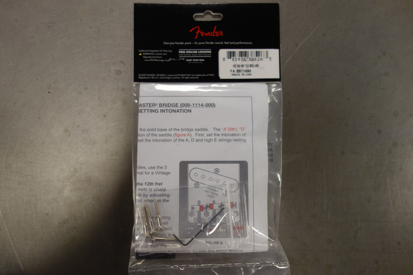 Fender 3-Saddle American Vintage "Hot Rod" Telecaster Bridge Assembly with Compensated Brass Saddles, Nickel