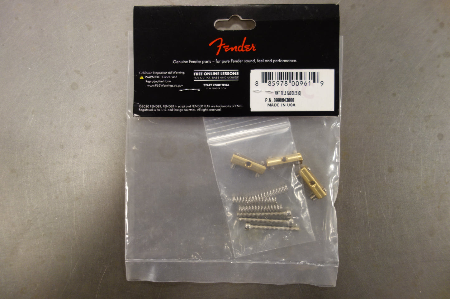 Fender Pure Vintage '52 Telecaster Saddle Kit, Brass (3)