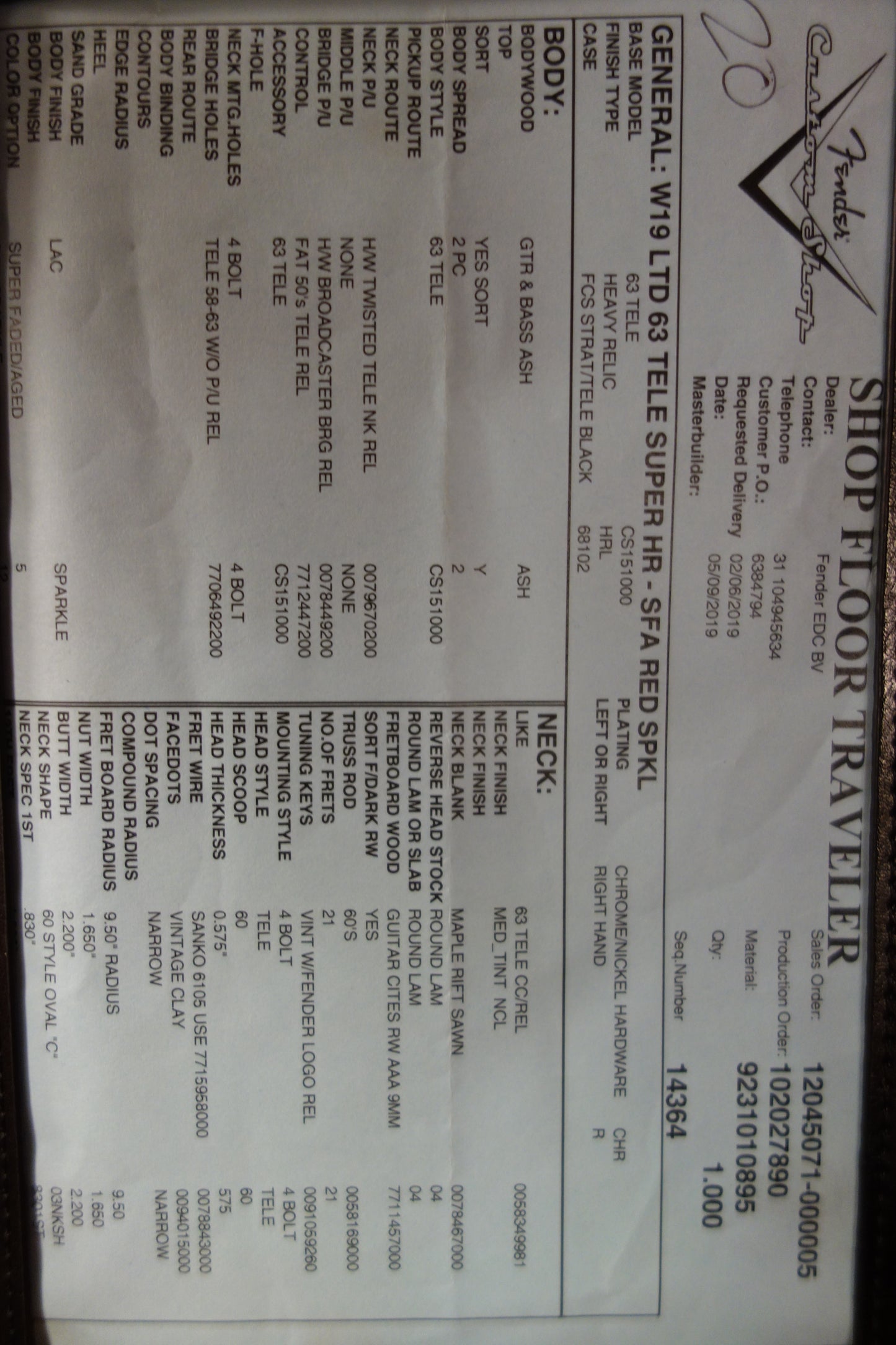 Fender '63 Super Heavy Relic Telecaster Red Sparkle