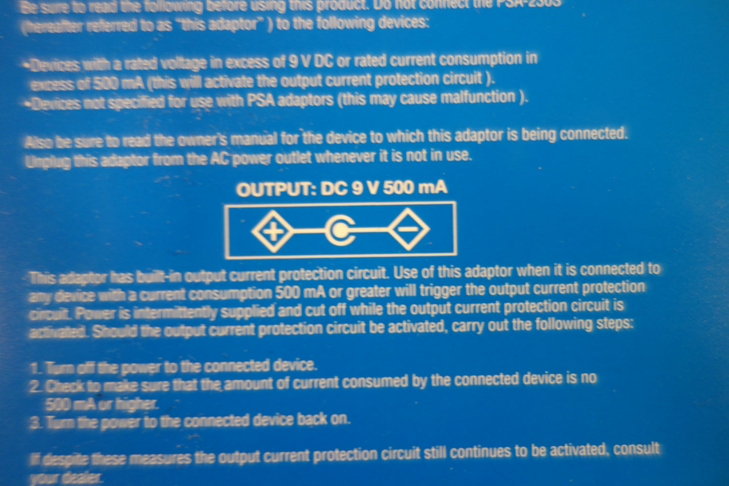 Boss PSA-230S Adaptor EU 230 volt version